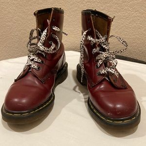 Dr Martens The Original Lace Up Red Leather Unisex Combat Boots Made in England